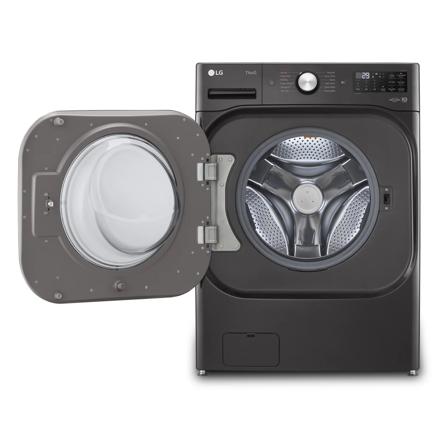 LG 6 Cu. Ft. Front-Load Washer and 9 Cu. Ft. Electric Dryer - Black Steel