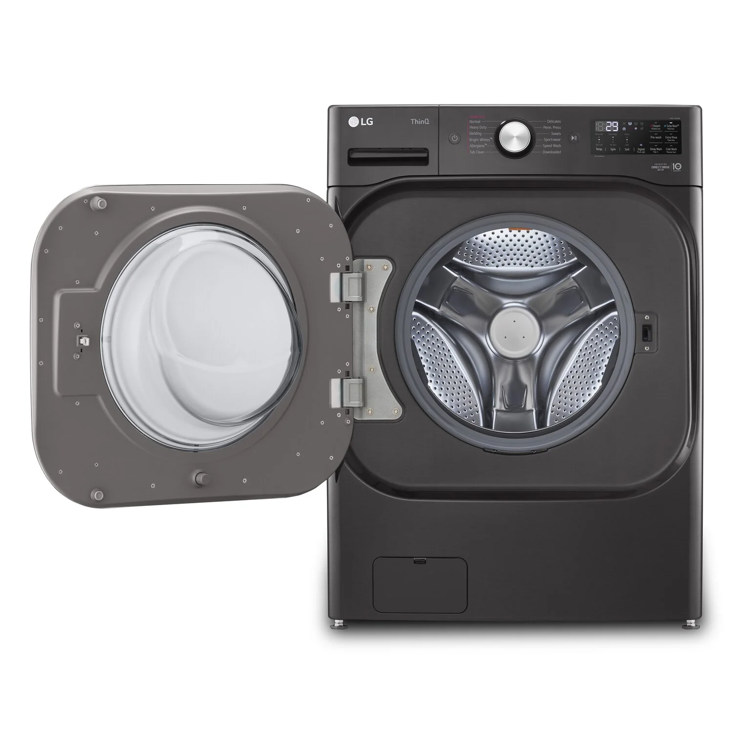 LG 6 Cu. Ft. Smart Front-Load High-Efficiency Steam Washer - Black Steel - Stackable - WM8900HBA