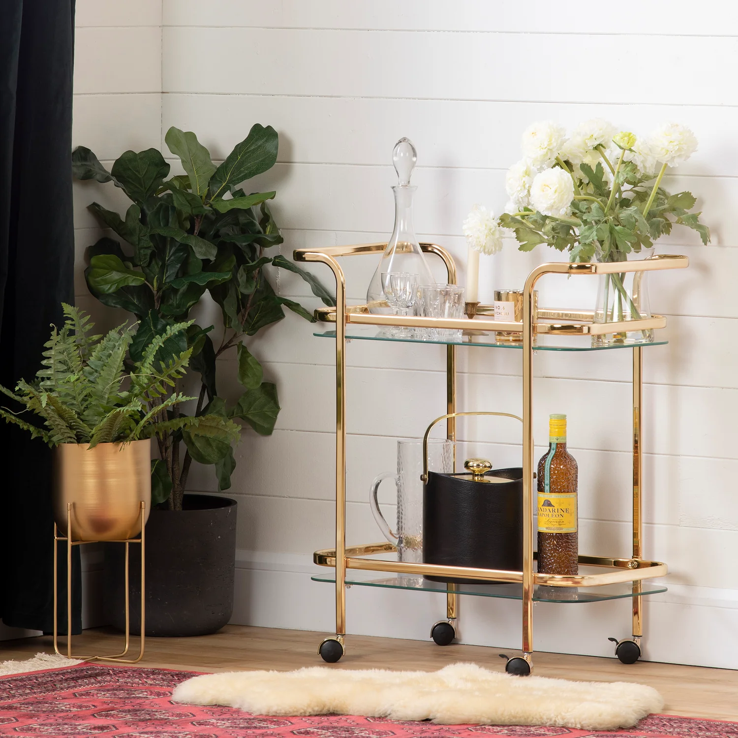Maliza Bar Cart - Gold