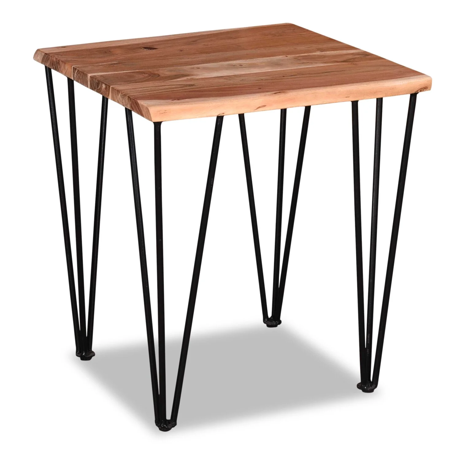 Kaleb 22" Rustic End Table - Brown and Black with Metal Legs