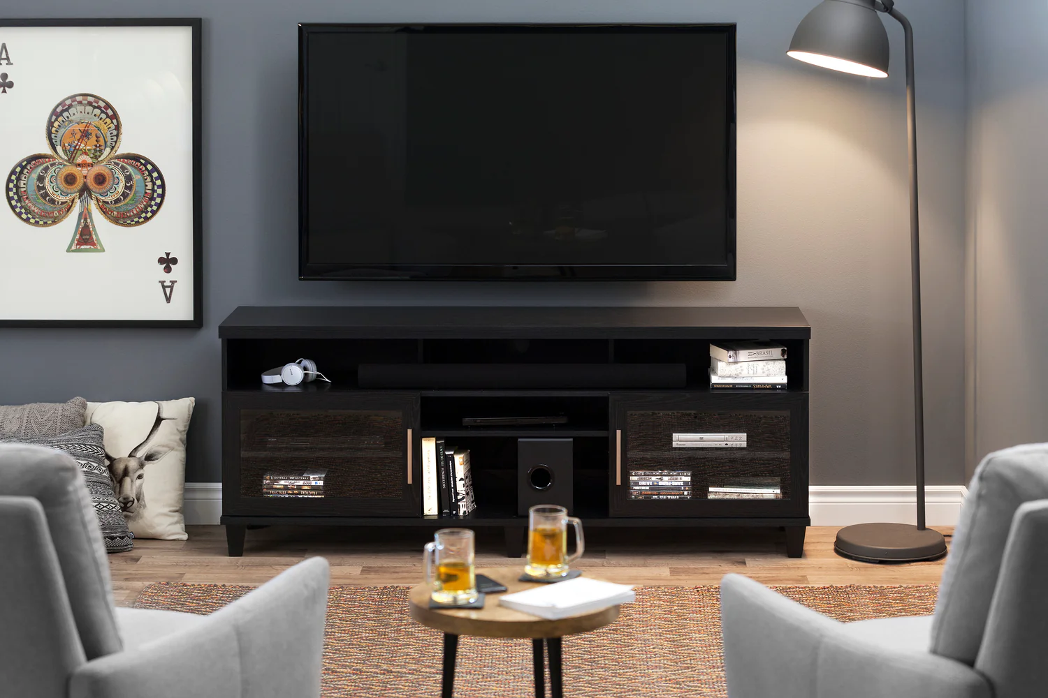 Adrian 70" TV Stand - Black Oak