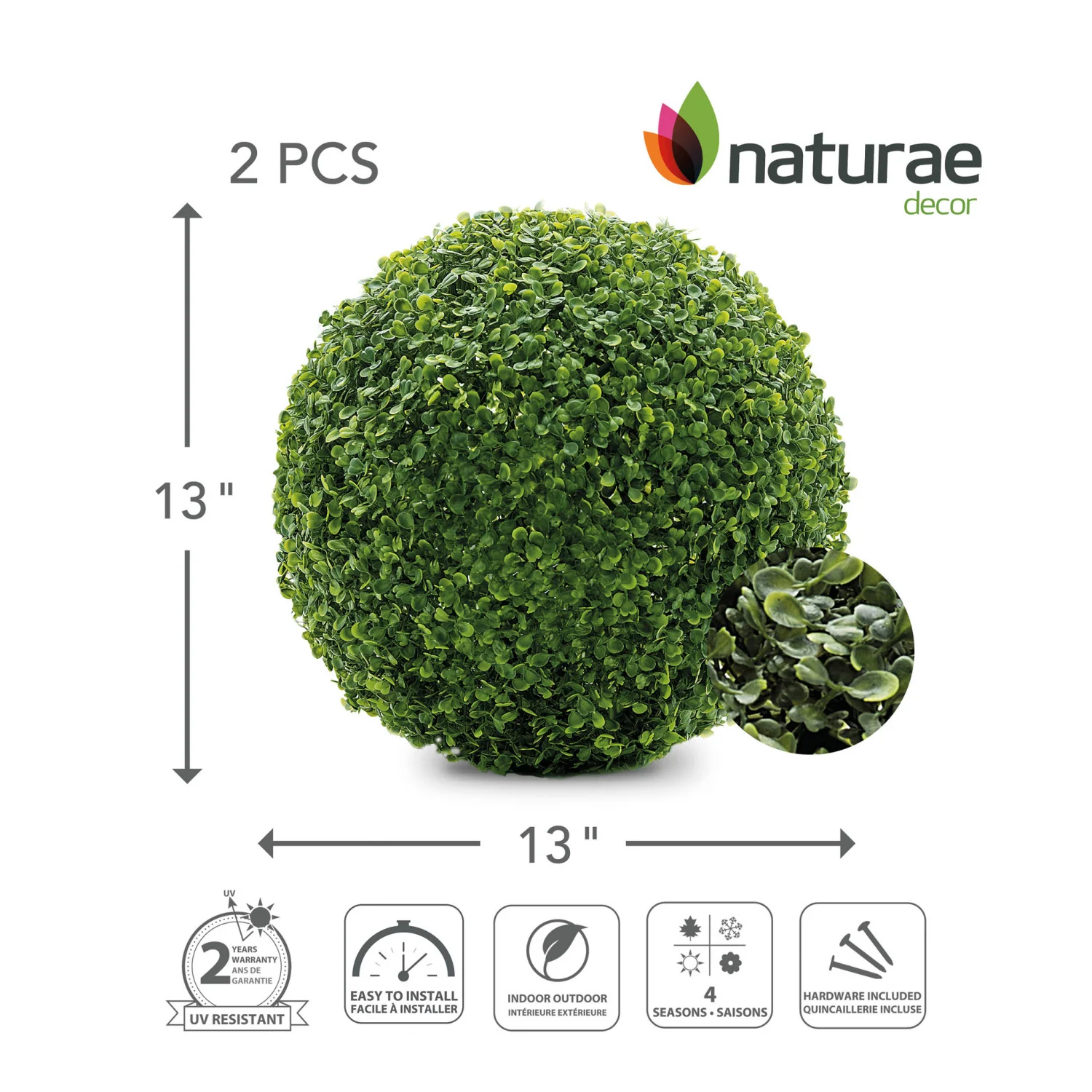 Artificial Boxwood 13" Foliage Ball 2  Pieces