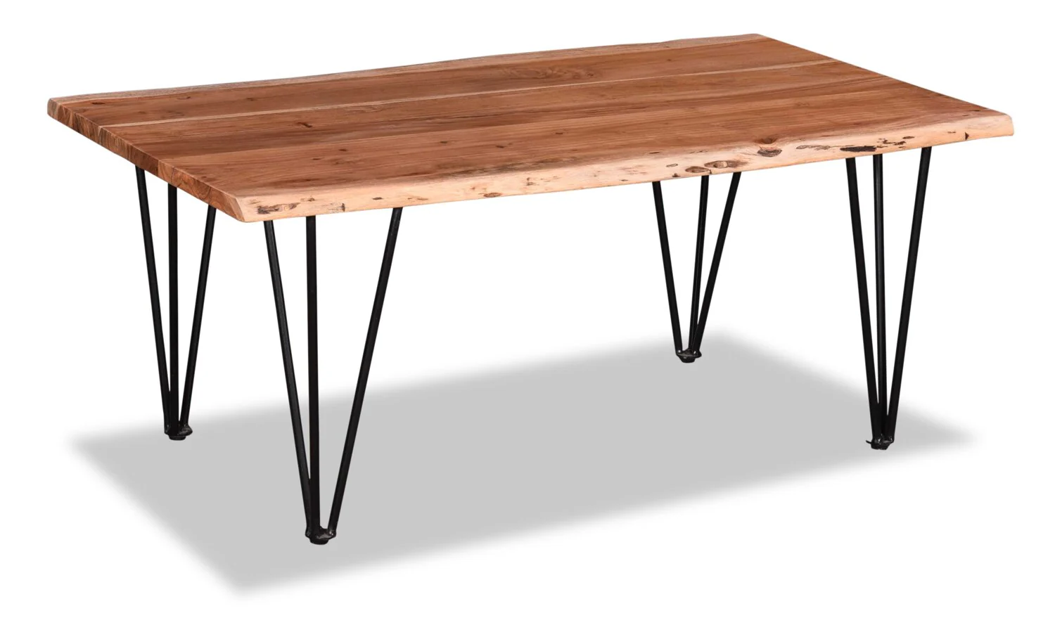 Kaleb 45" Rustic Coffee Table - Brown and Black with Metal Legs
