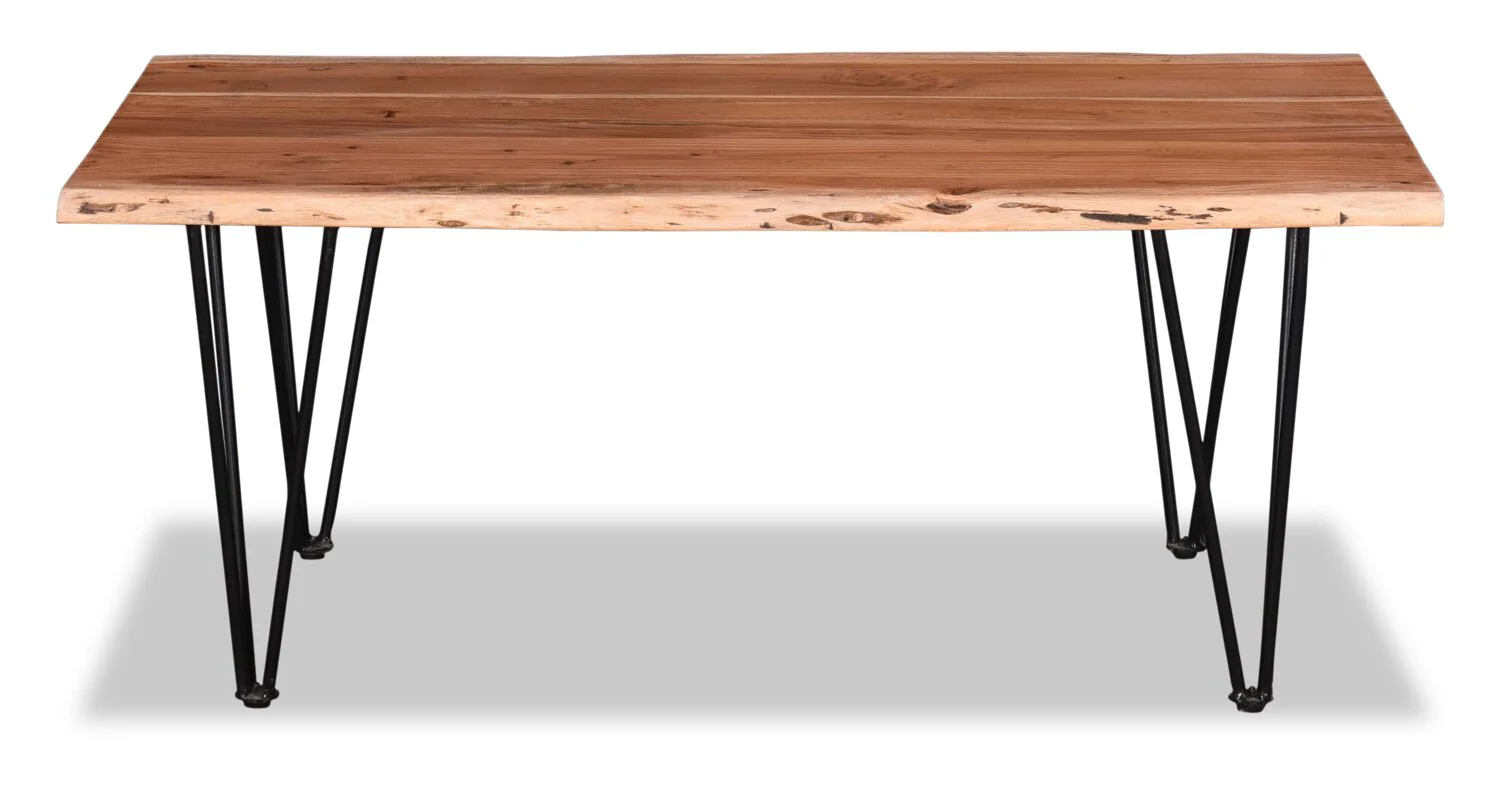 Kaleb 45" Rustic Coffee Table - Brown and Black with Metal Legs