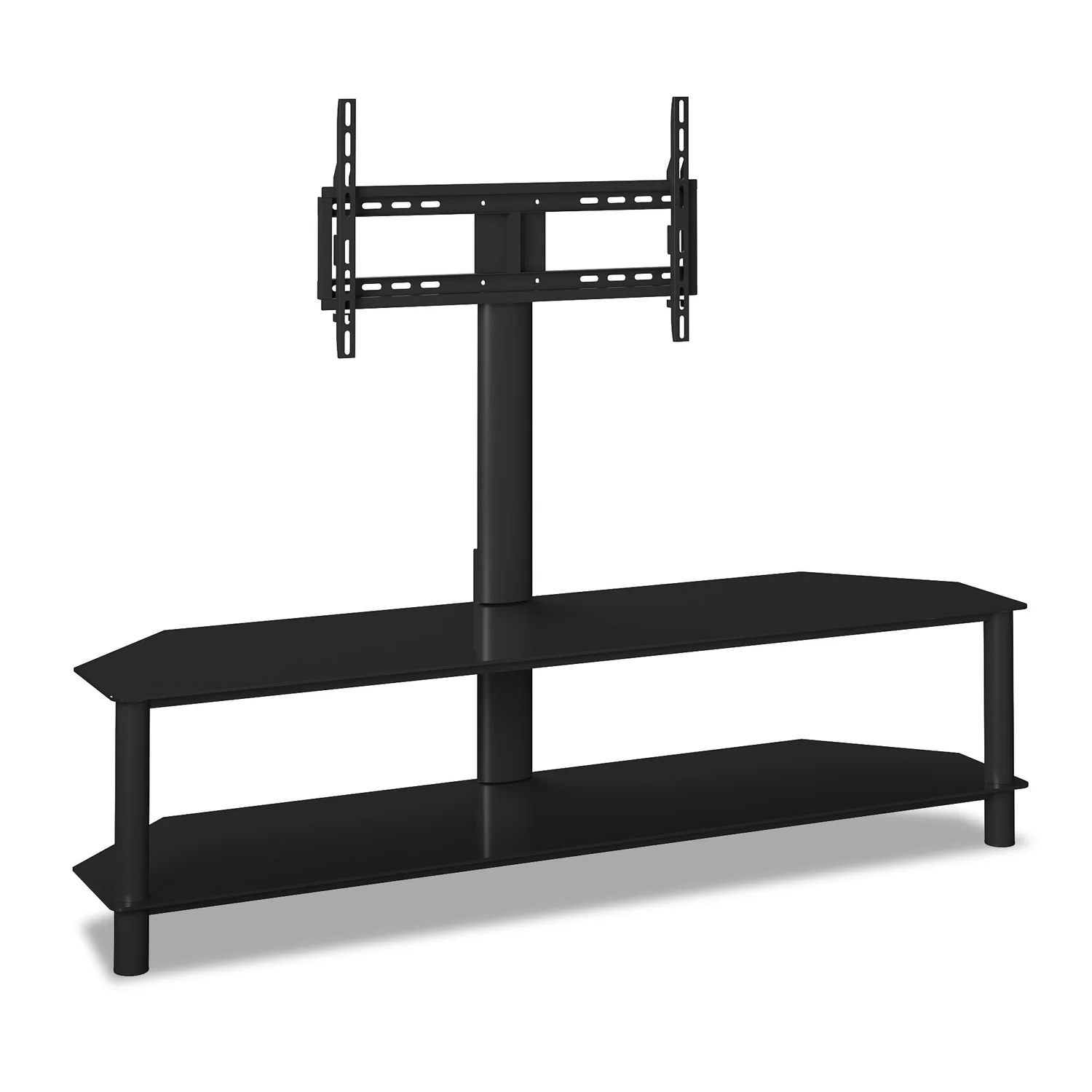 Bello 62" Modern TV Stand with Storage and Cable Management for TVs up to 70"- Black Metal and Glass