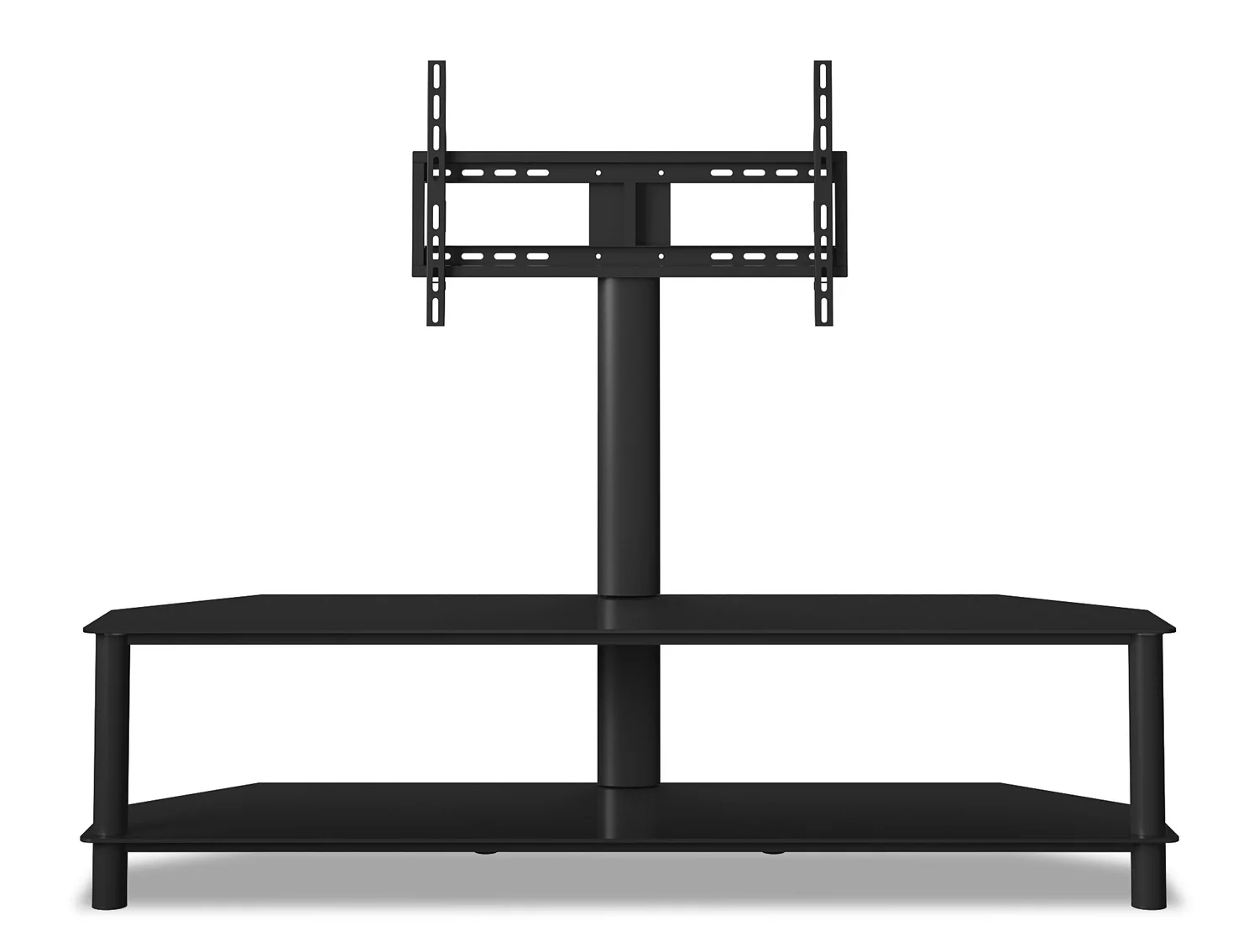 Bello 62" Modern TV Stand with Storage and Cable Management for TVs up to 70"- Black Metal and Glass