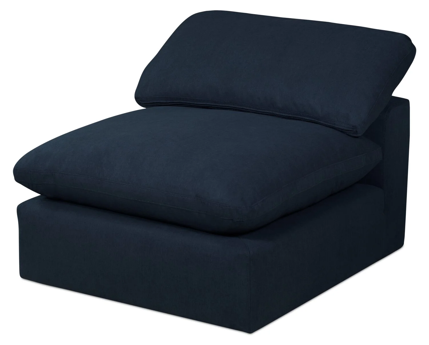 Eclipse Modular 38" Linen-Look Fabric Armless Chair with Reversible Feather Down Cushions - Navy Blue