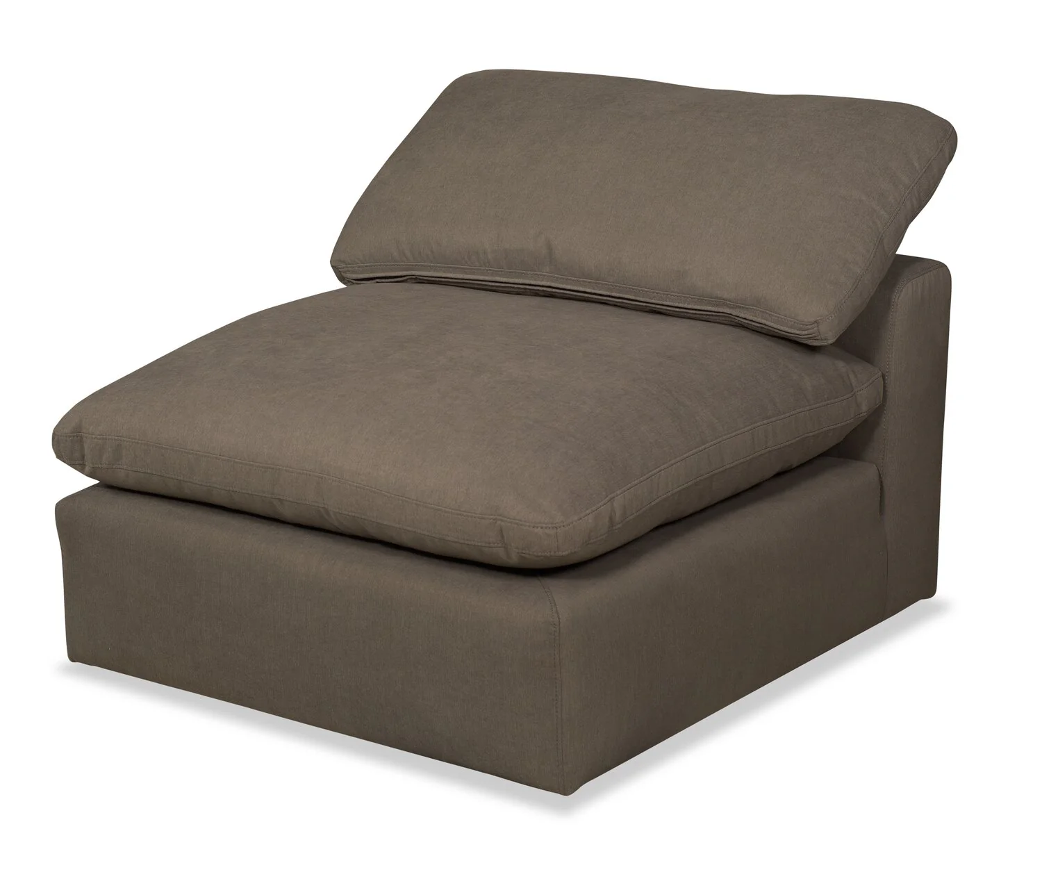 Eclipse Modular 38" Linen-Look Fabric Armless Chair with Reversible Feather Down Cushions - Slate Grey