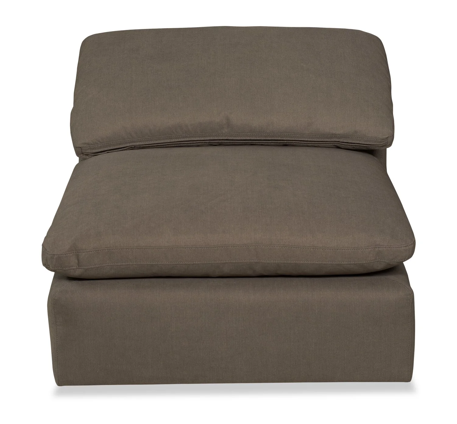 Eclipse Modular 38" Linen-Look Fabric Armless Chair with Reversible Feather Down Cushions - Slate Grey