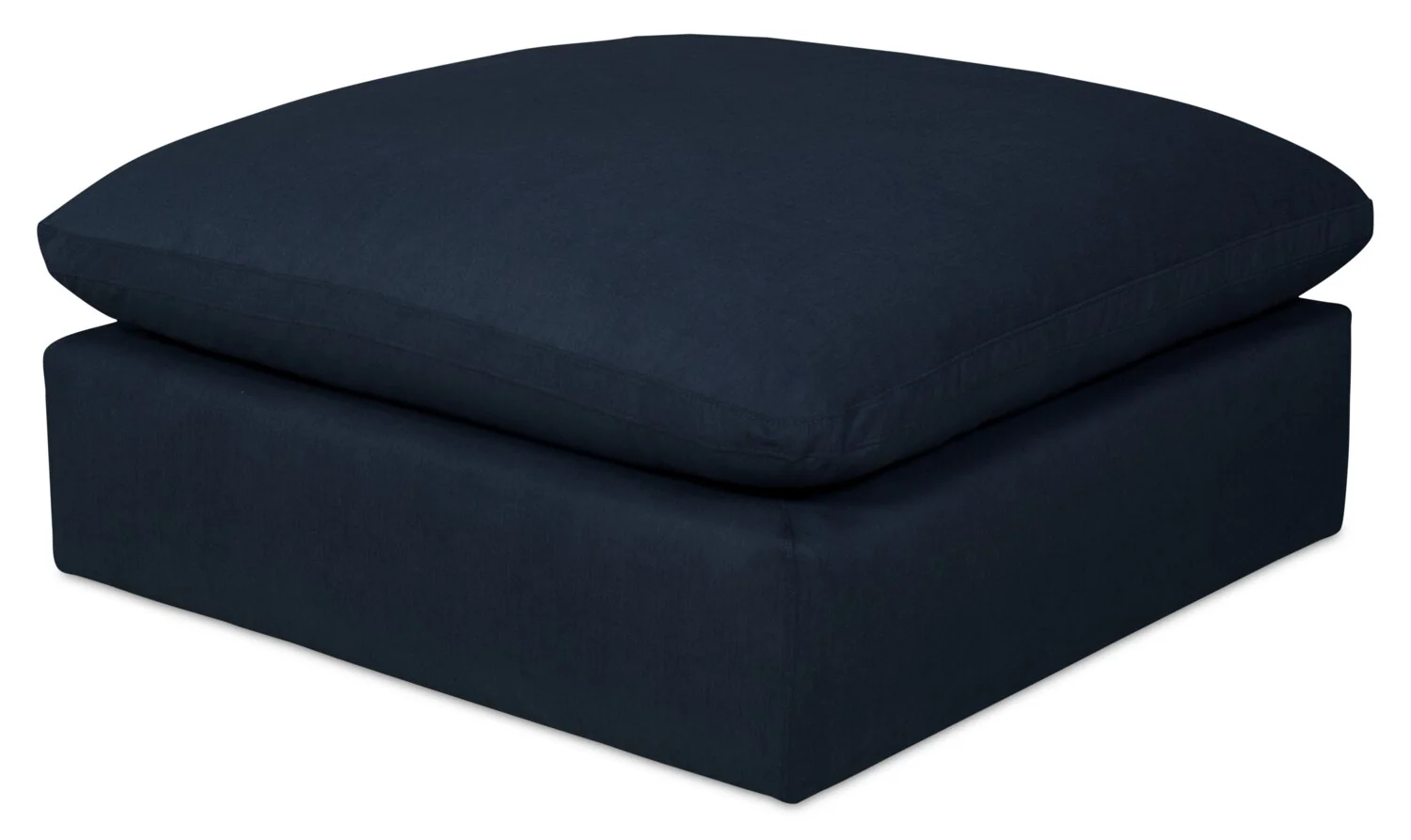 Eclipse Modular 43" Linen-Look Fabric Ottoman with Feather Down Cushion - Navy Blue