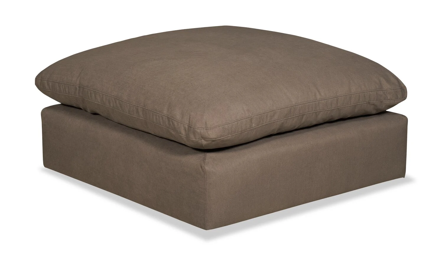 Eclipse Modular 43" Linen-Look Fabric Ottoman with Feather Down Cushion - Slate Brown