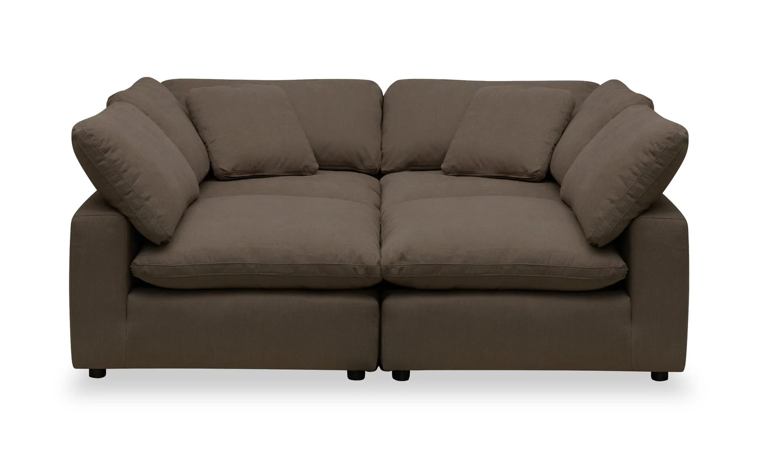 Eclipse Modular 4-Piece Linen-Look Fabric Pit Sofa Sectional with Reversible Feather Down Cushions - Slate Grey