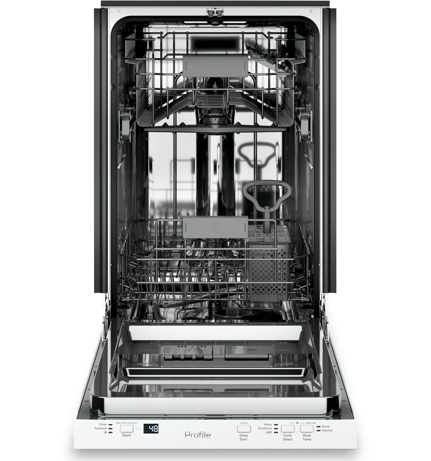 Profile 18" 47 dBA Built-In Top-Control Dishwasher with Calrod Heater - White - PDT145SGLWW
