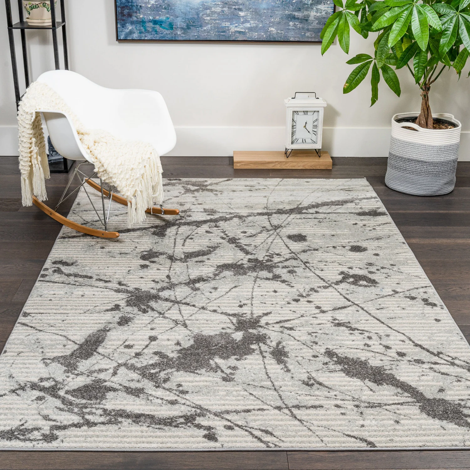 Roma Splash Grey 7x10 Area Rug