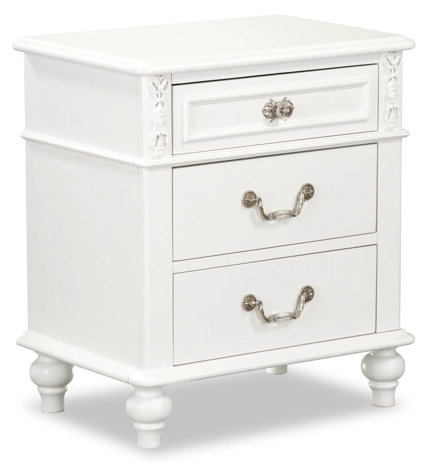 Livy 3-Drawer Nightstand for Kids, 24"W - White