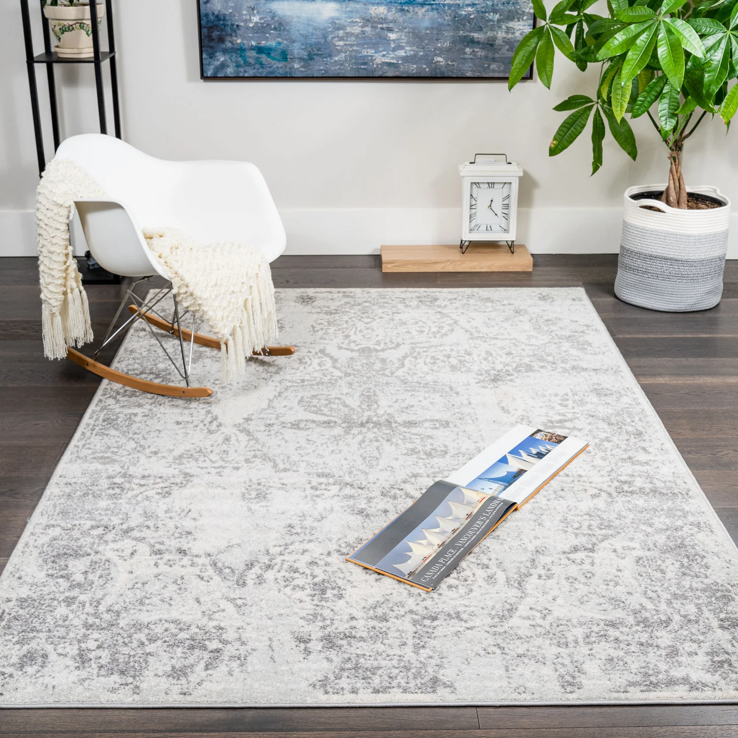 Roma Medallion Grey 5x8 Area Rug