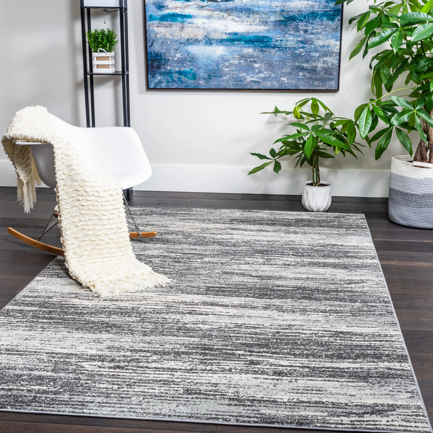Roma Waves Grey 4x6 Area Rug