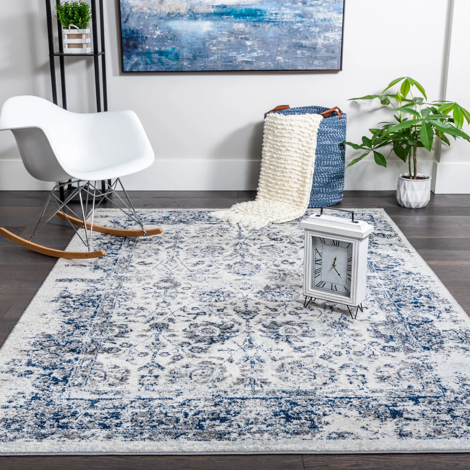 Roma Fantasia Navy 4x6 Area Rug