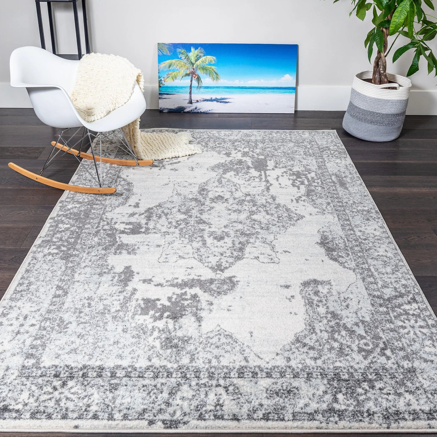 Roma Diamond Grey 4x6 Area Rug