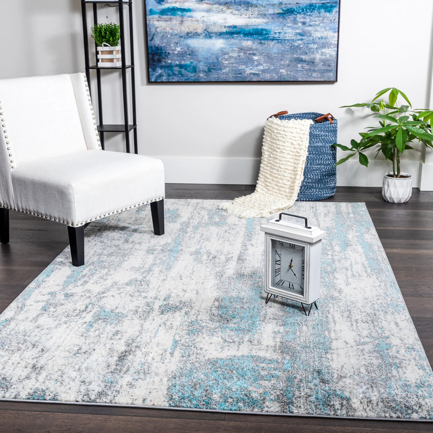 Roma Carrera Blue 4x6 Area Rug