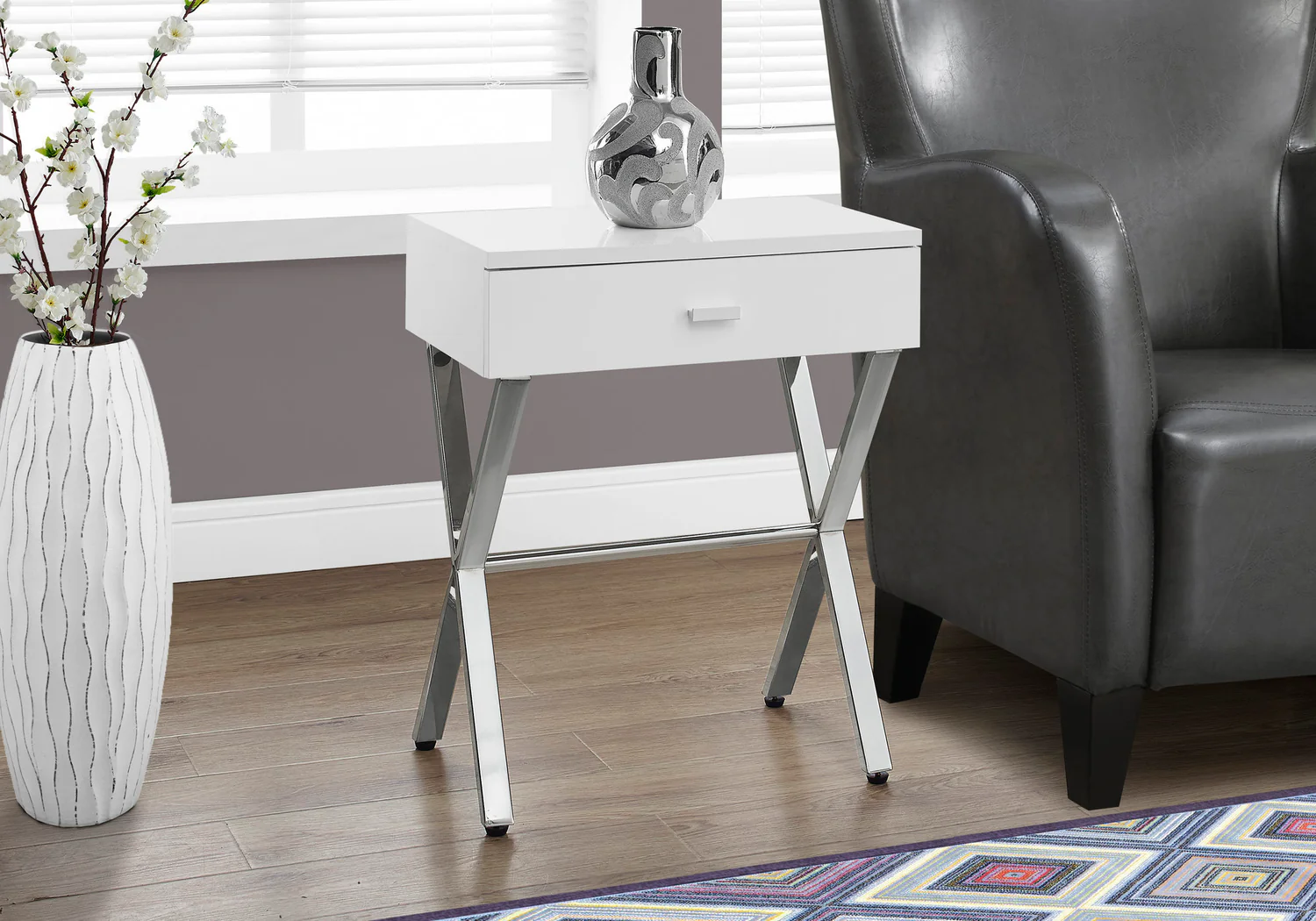 2785-glossy-white-chrome-metal-accent-table-2.webp Glossy White Chrome Metal Accent Table