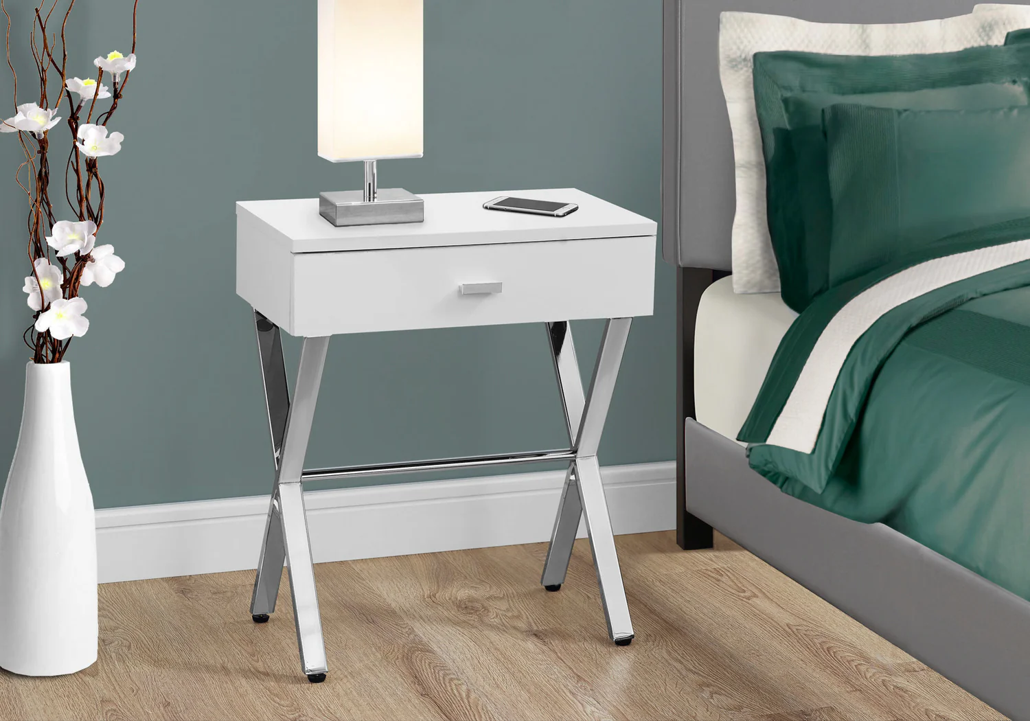 2785-glossy-white-chrome-metal-accent-table-3.webp Glossy White Chrome Metal Accent Table