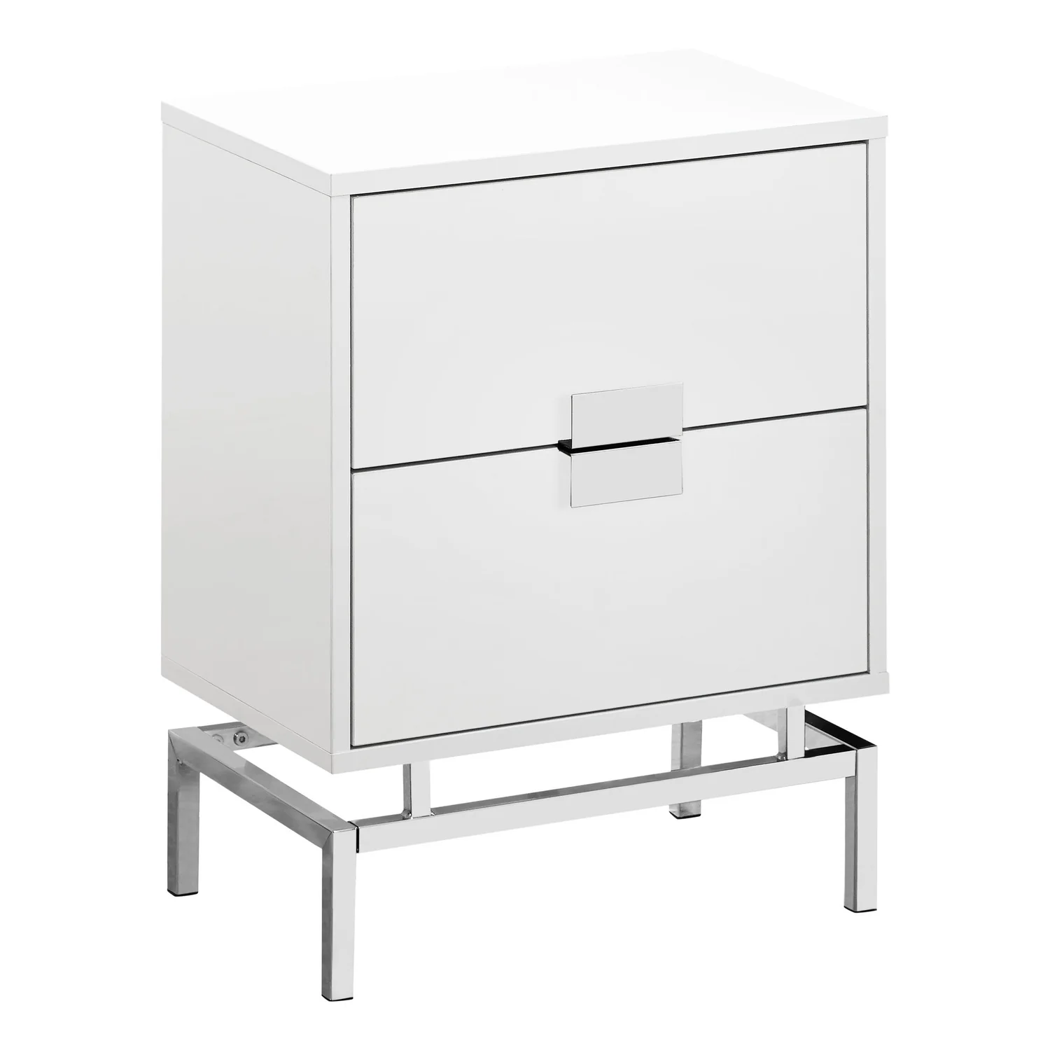 Glossy White Chrome Metal Accent Table