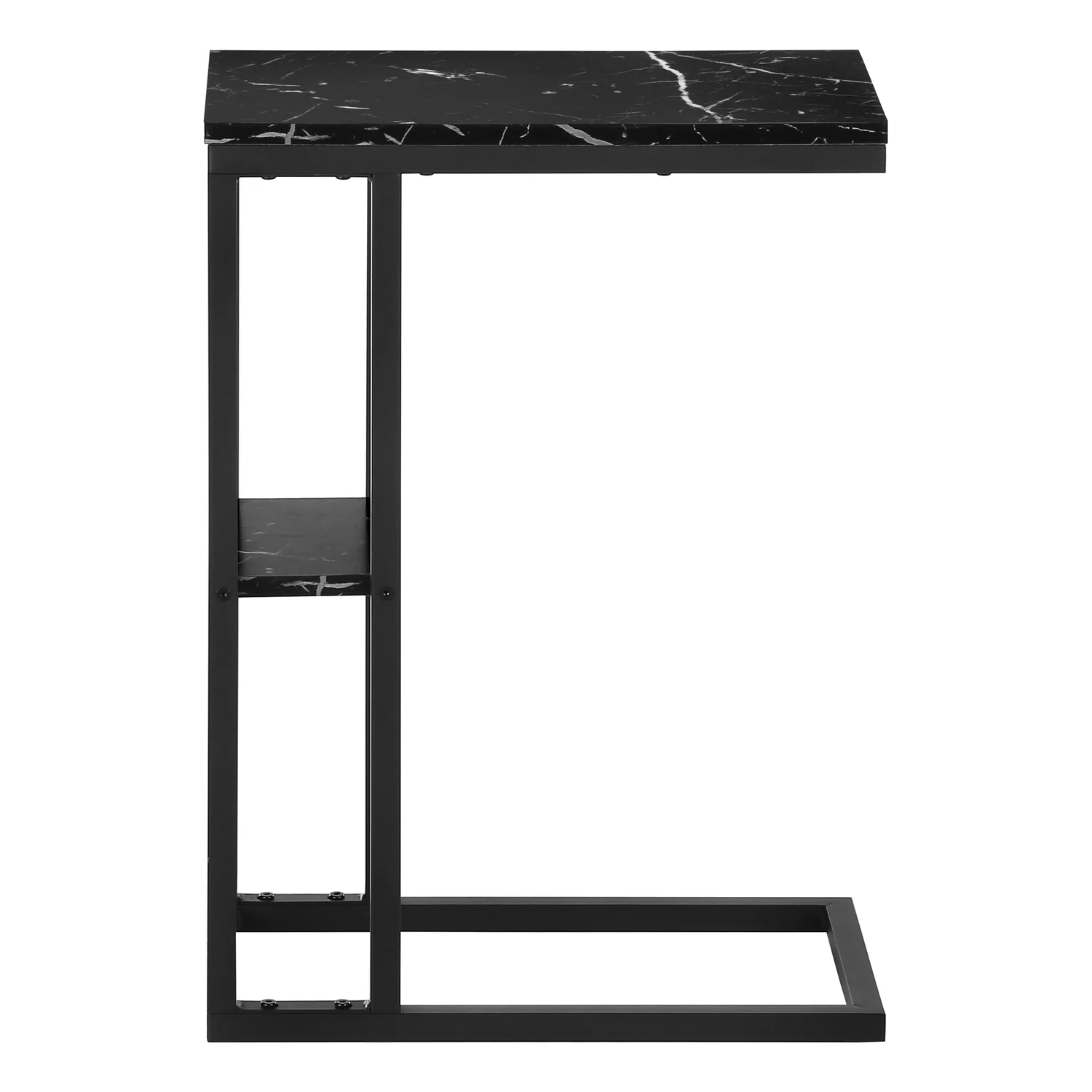 Black Marble-look black Metal Side Table