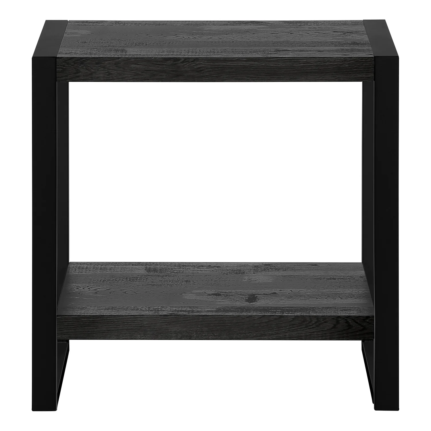 Black Reclaimed Wood-look Black Metal Side Table