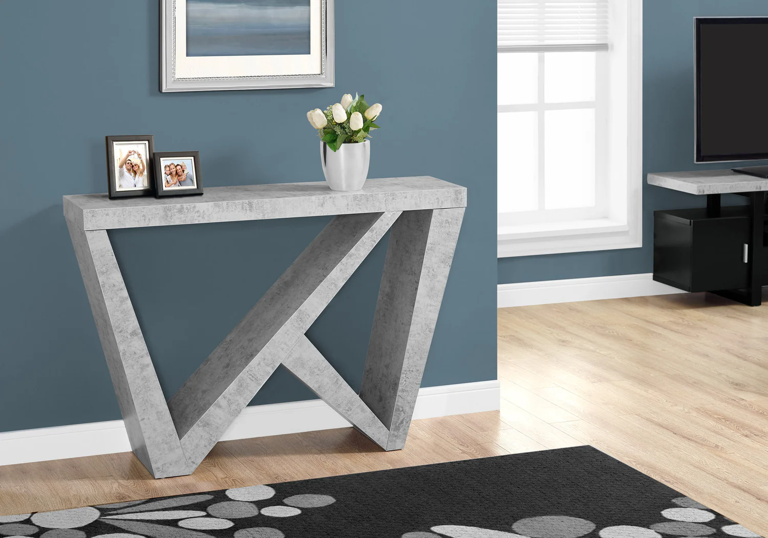 Grey Cement-look Console Table