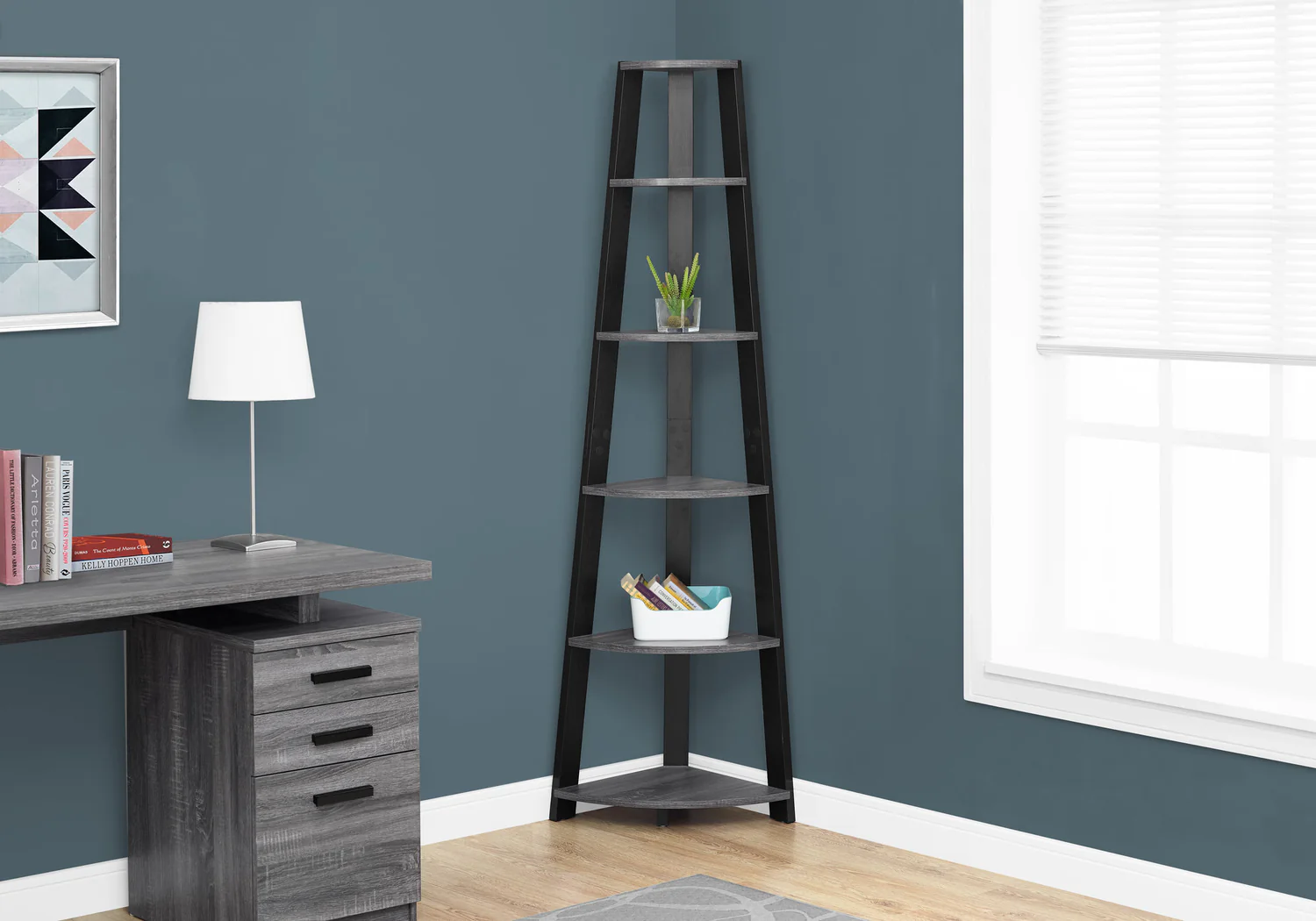 Grey Black Bookcase