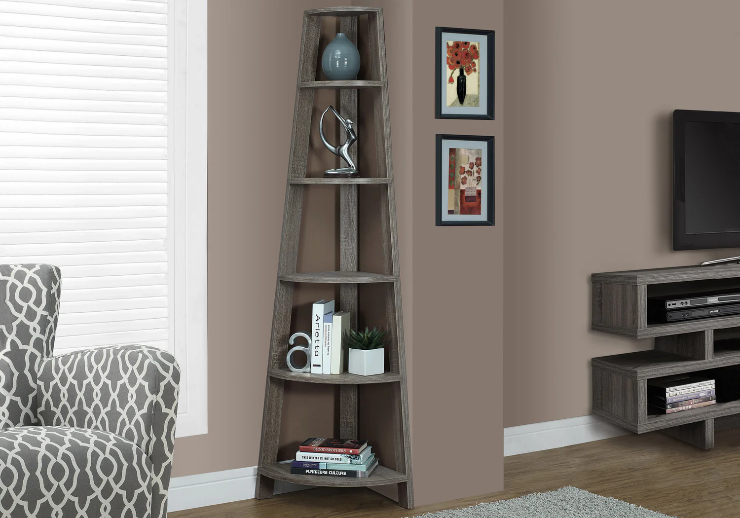 Dark Taupe Bookcase