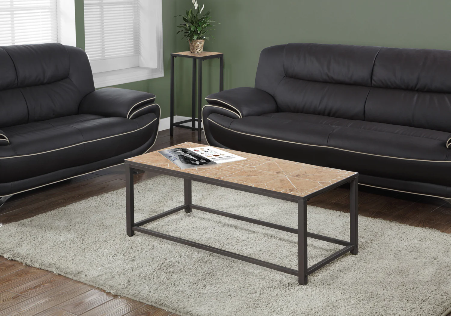 Terracotta Tile Top Hammered Brown Coffee Table