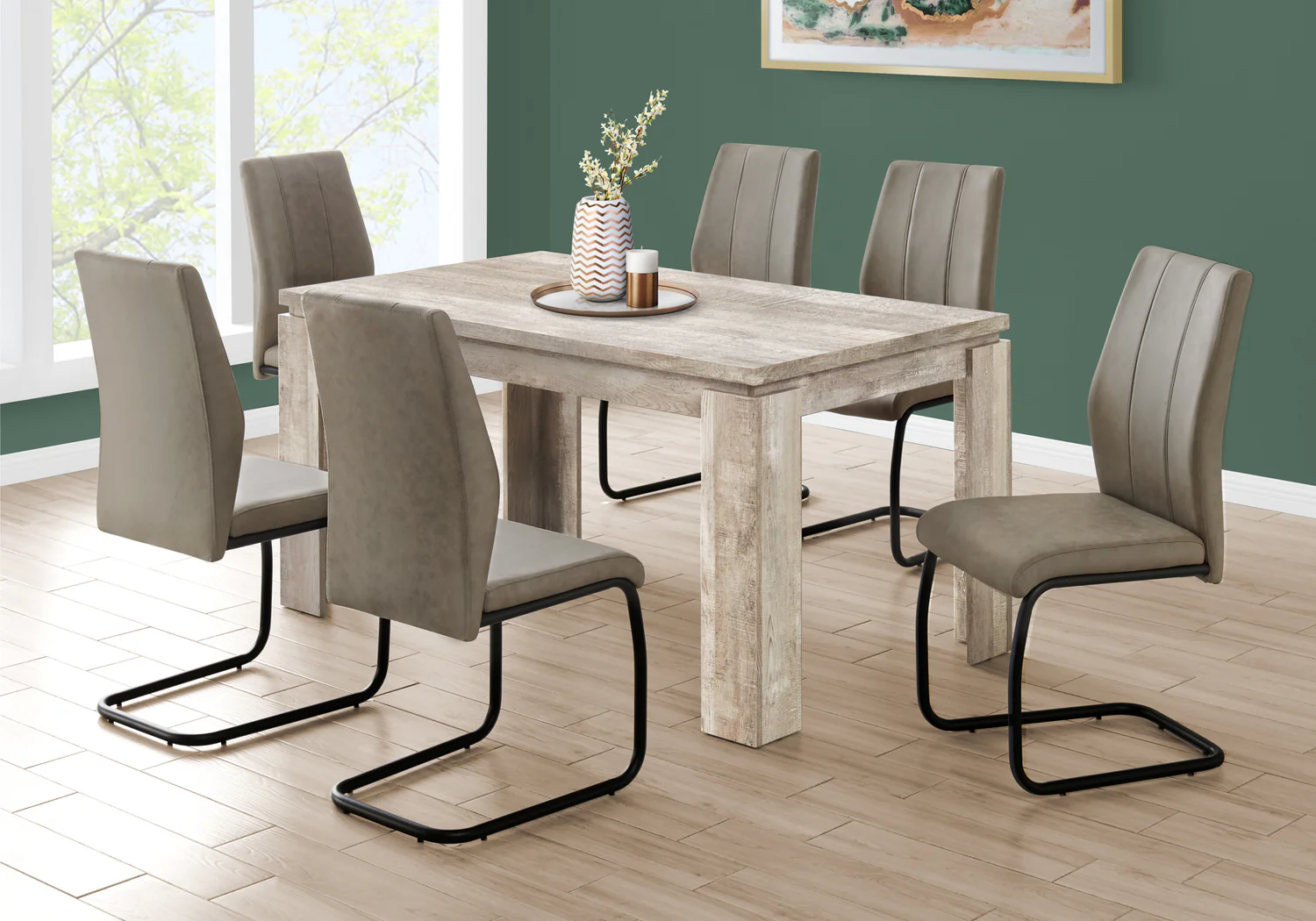 Taupe Reclaimed Wood-look Dining Table