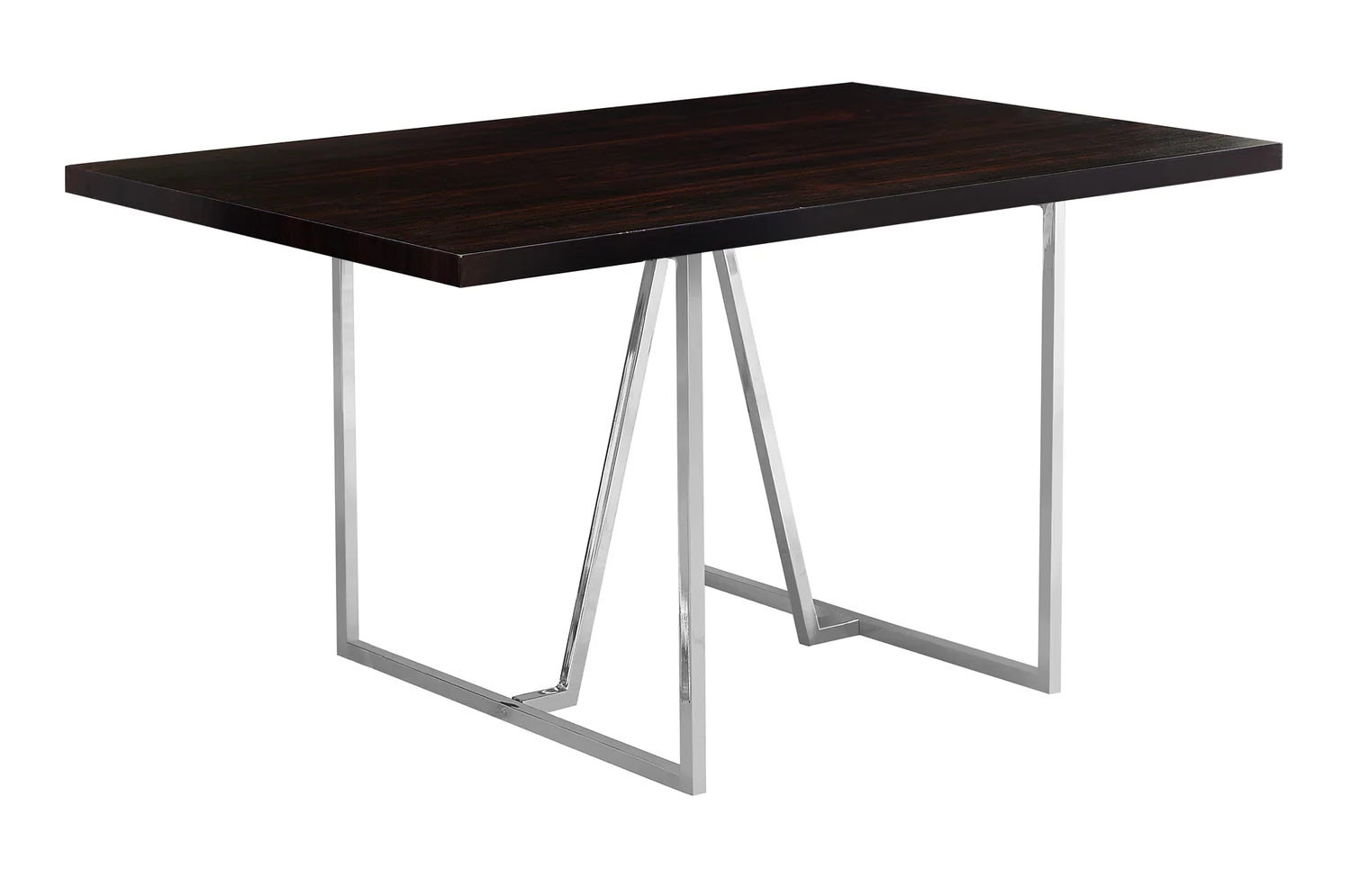 Espresso Chrome Metal Dining Table