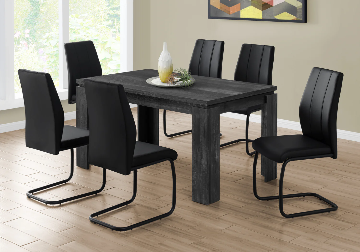 Black Reclaimed Wood-look Dining Table