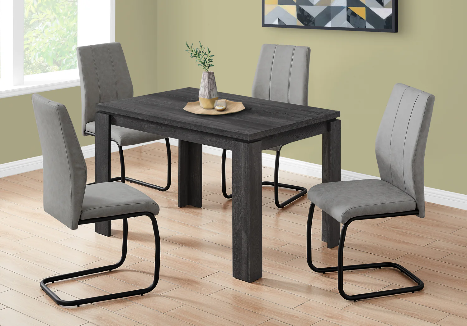 Black Reclaimed Wood-look Dining Table