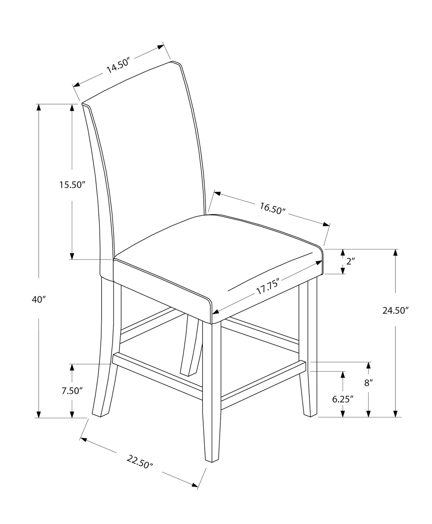 2897-2pcs-grey-leather-look-counter-height-dining-chair-4.webp 2pcs Grey Leather-look Counter Height Dining Chair