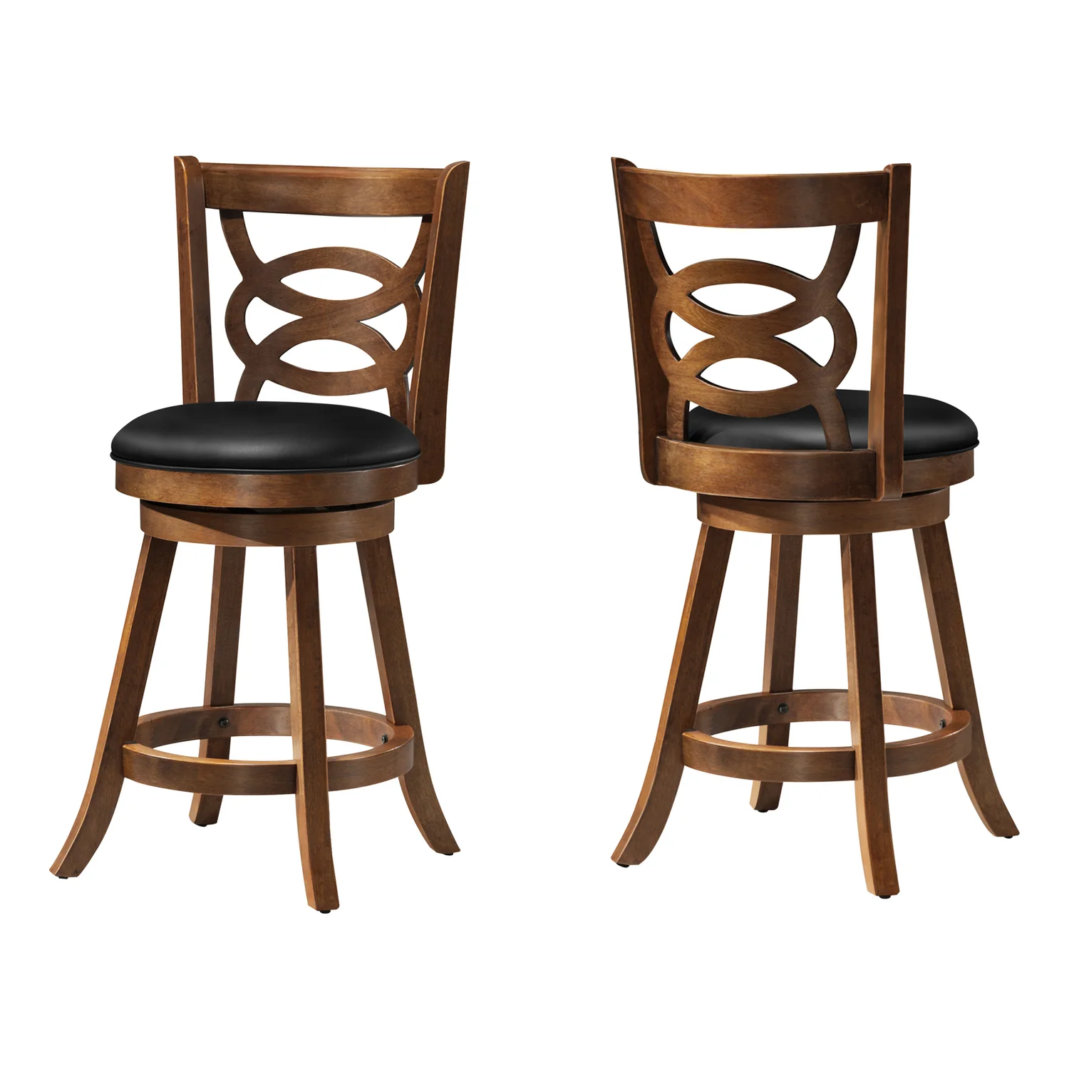 Swivel Oak Counter-Height Bar Stool - Set of 2
