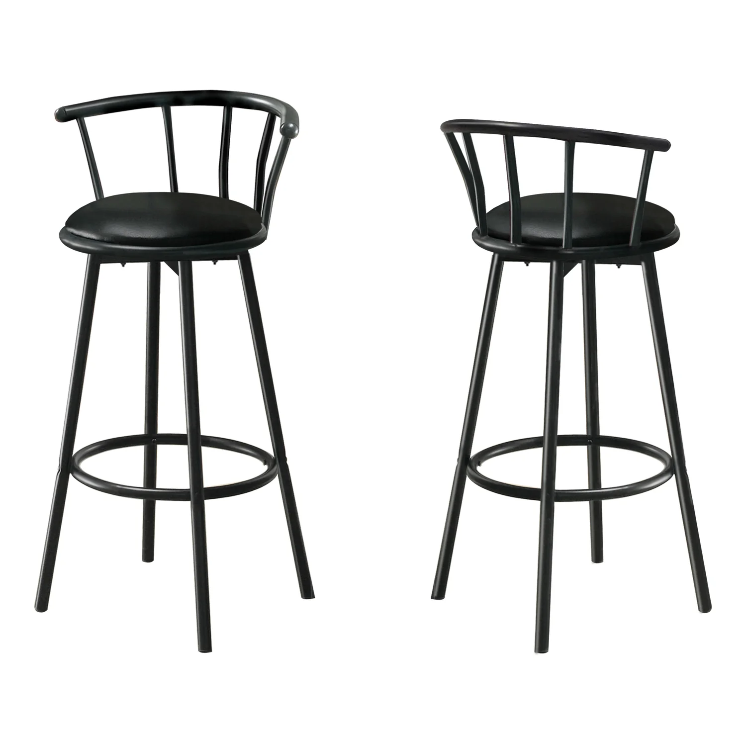 Swivel Black Metal Bar Stool - Set of 2