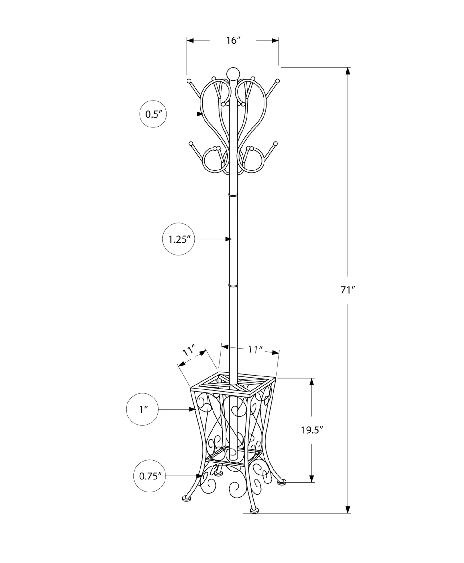 2919-black-metal-with-an-umbrella-holder-coat-rack-4.webp Black Metal with An Umbrella Holder Coat Rack