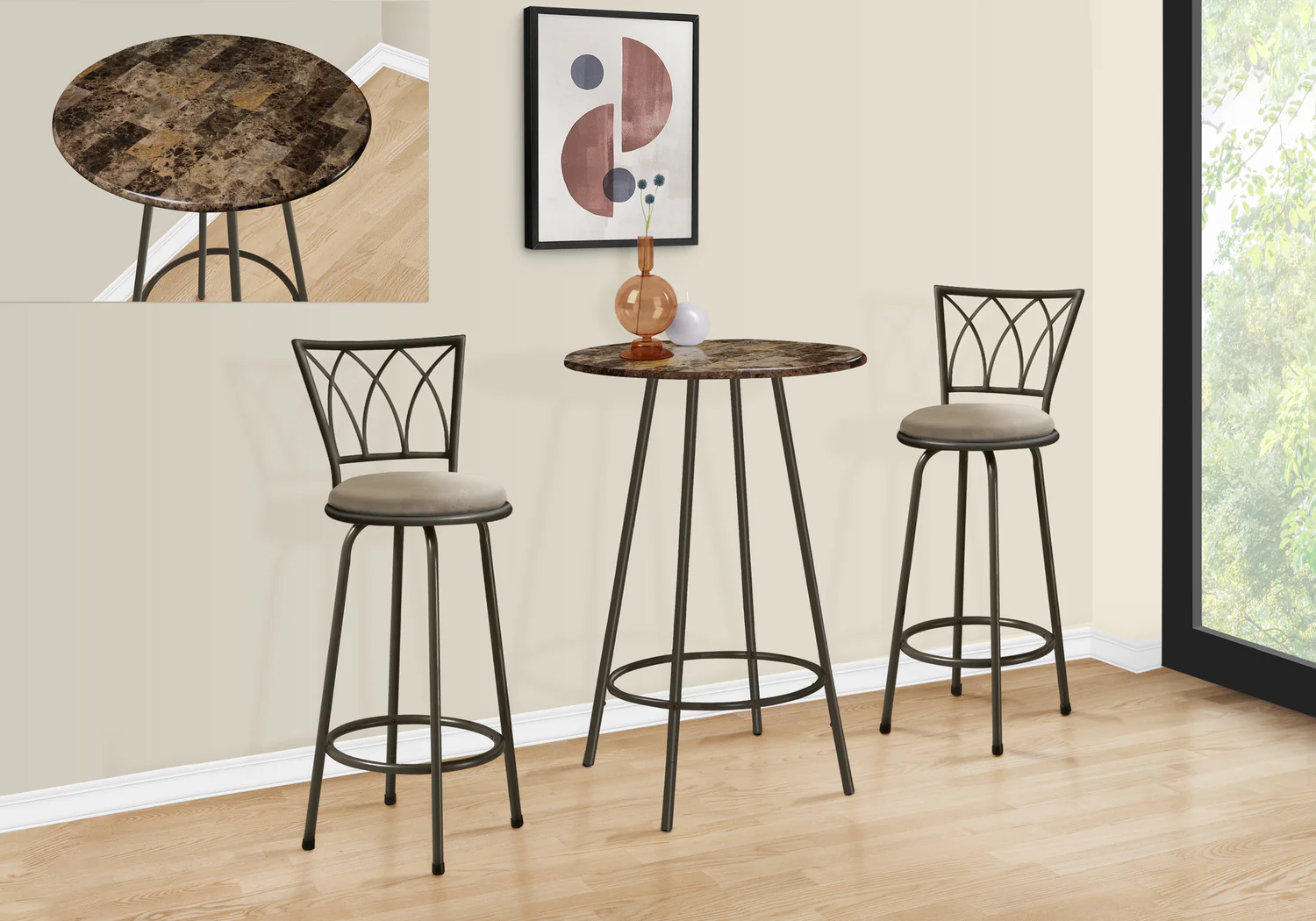 Espresso Marble Coffee Metal Home Bar