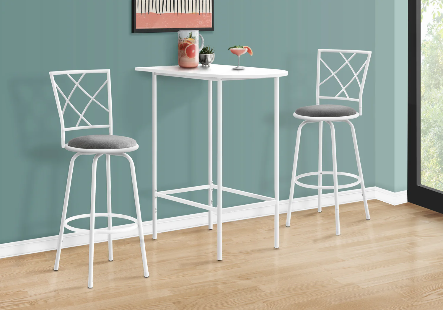 White Top and Metal Spacesaver Home Bar