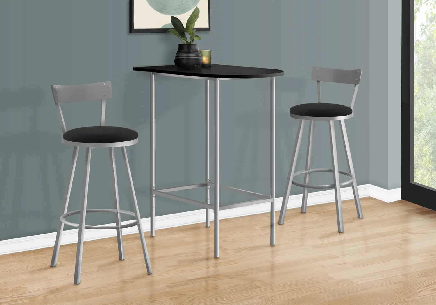 Black Silver Metal Spacesaver Home Bar