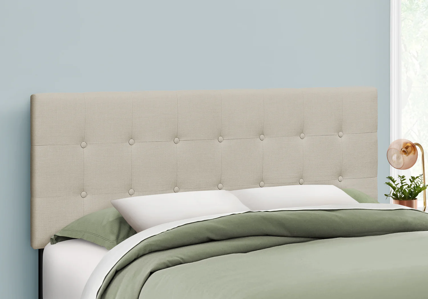 Queen Size Beige Linen-look Headboard