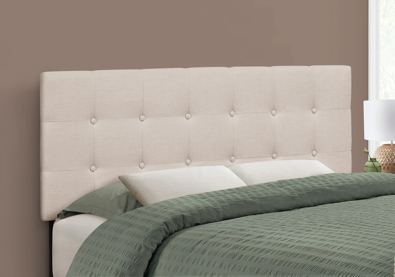 Full Size Beige Linen-look Headboard