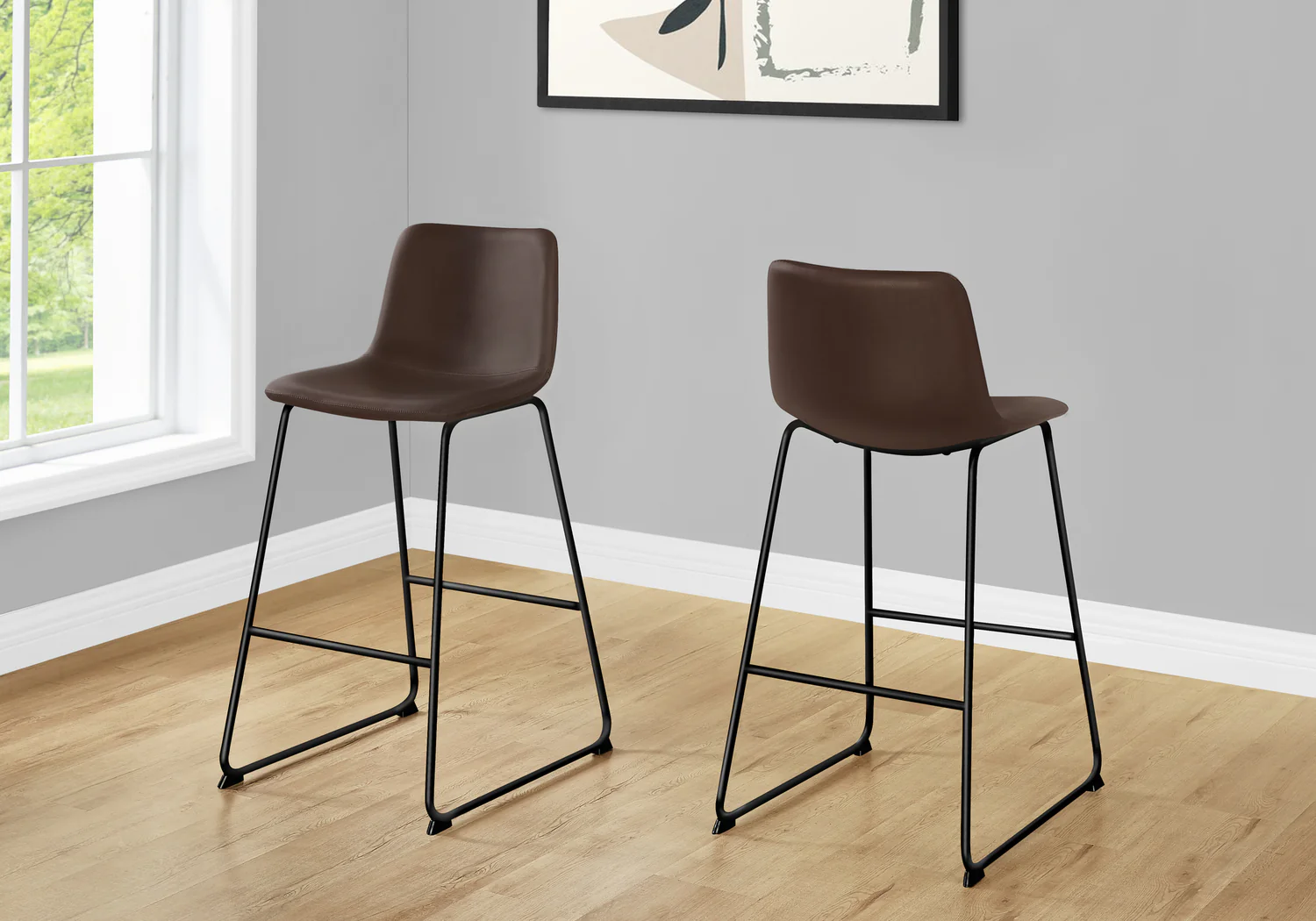3004-curved-backrest-brown-leather-look-black-bar-stool-2.webp Curved Backrest Brown Leather-look Black Bar Stool