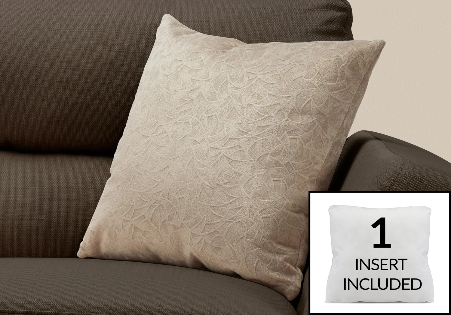 Taupe Floral Velvet 1pc Pillow
