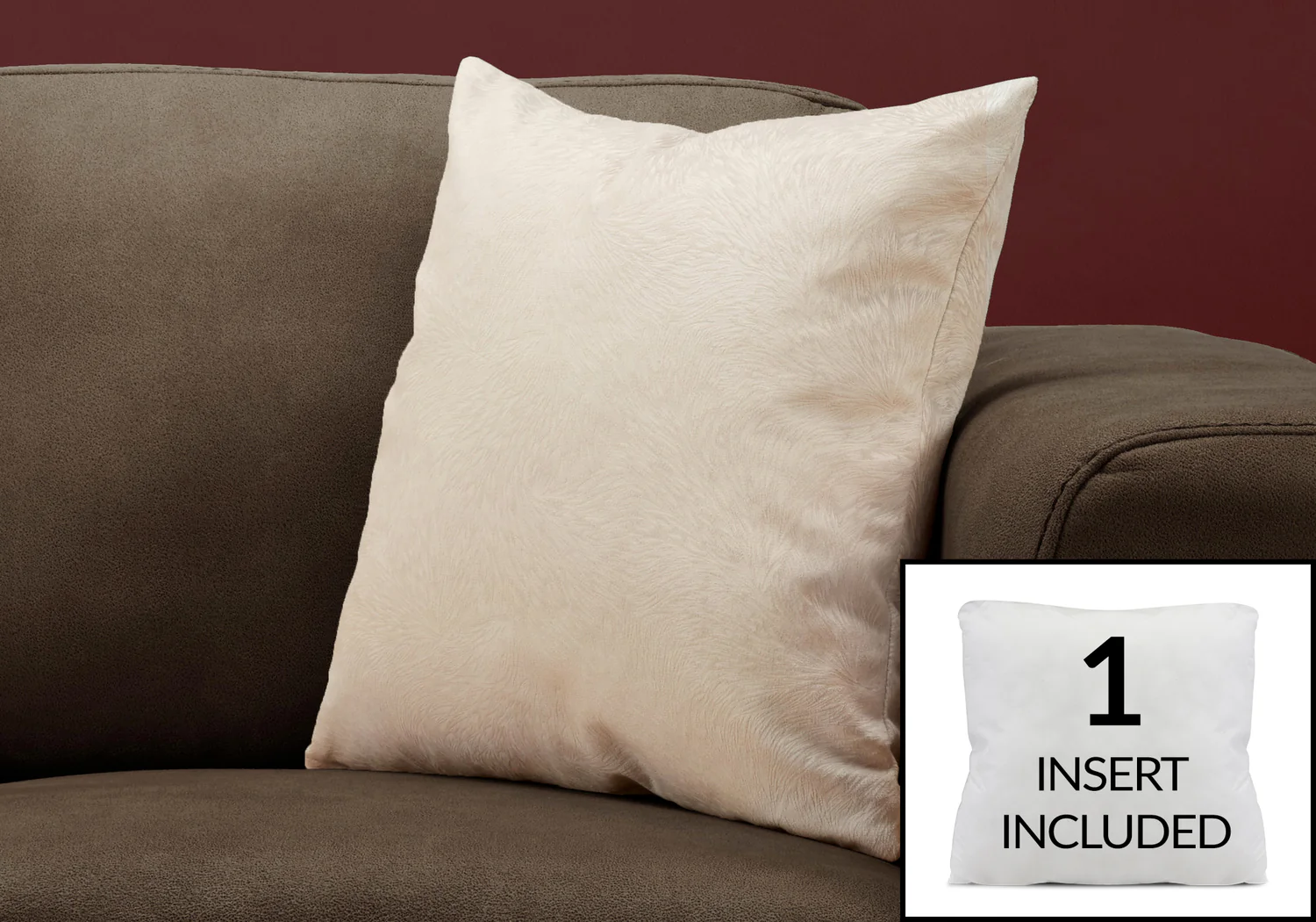Light Taupe Feathered Velvet 1pc Pillow