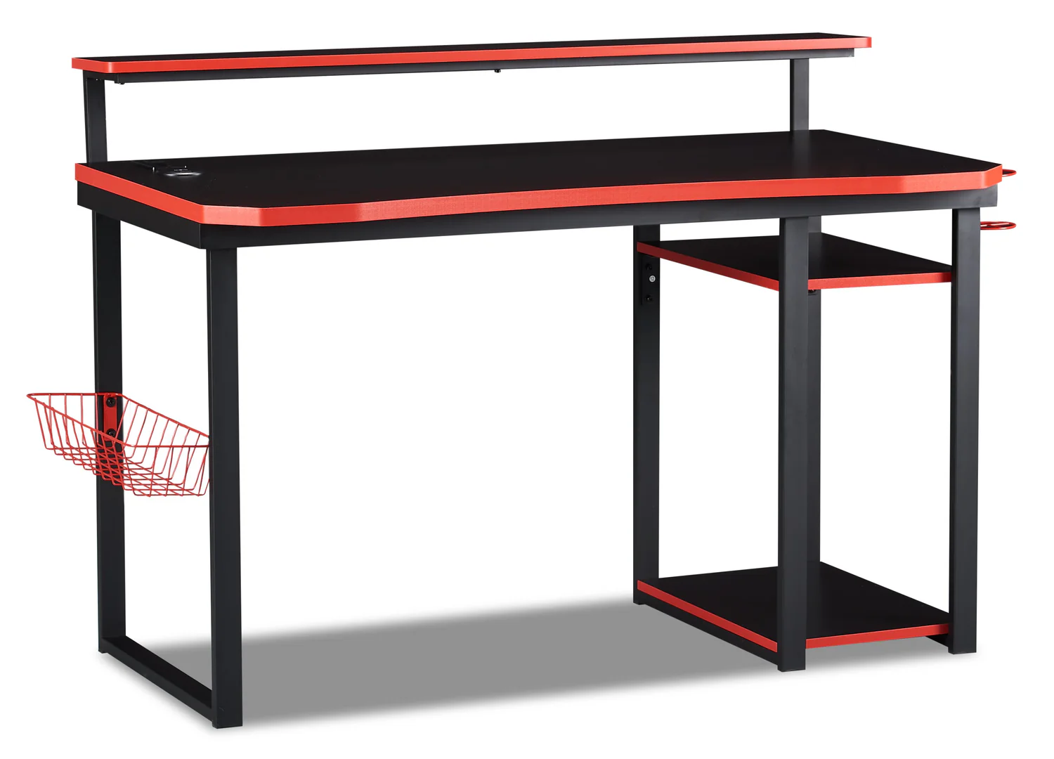 Herman 50" Gaming Office Desk - Black with Red Trim